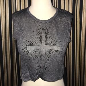 Gothic punk sheer gray and black top